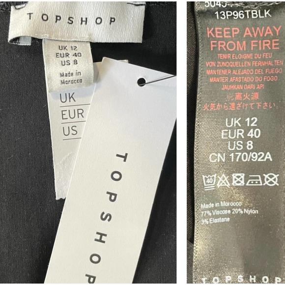 TOPSHOP Black Bengaline Bardot Off the Shoulder Blouse Top NEW US 8 - Picture 4 of 5